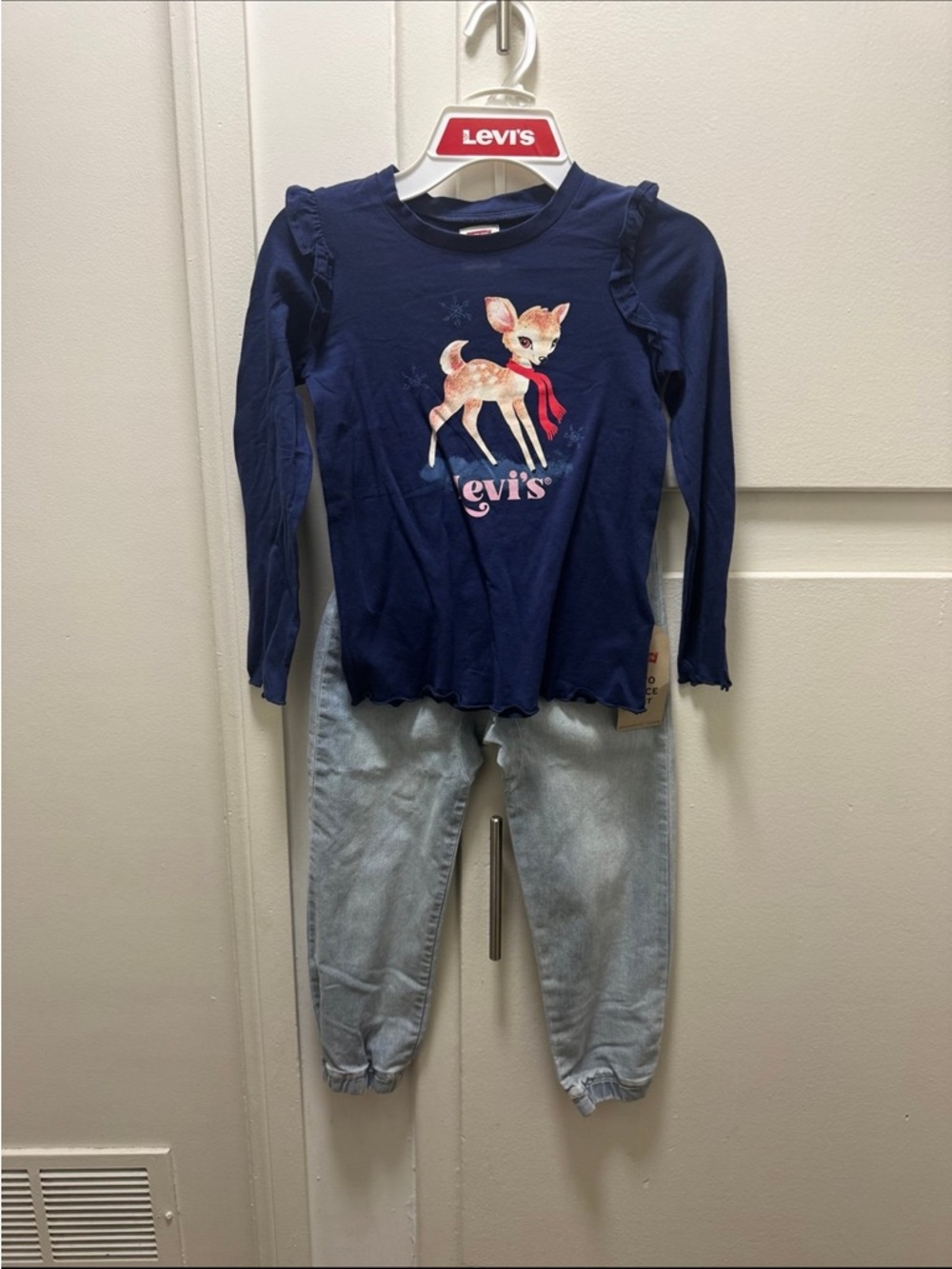 Levi's Navy Crewneck Tee with Red Logo Tag